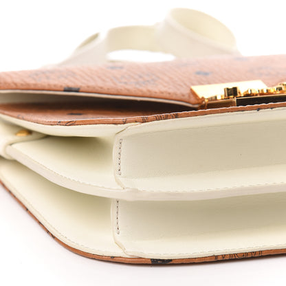 MCM Visetos Calfskin Small Patricia Crossbody Bag Cognac White 7 of 14