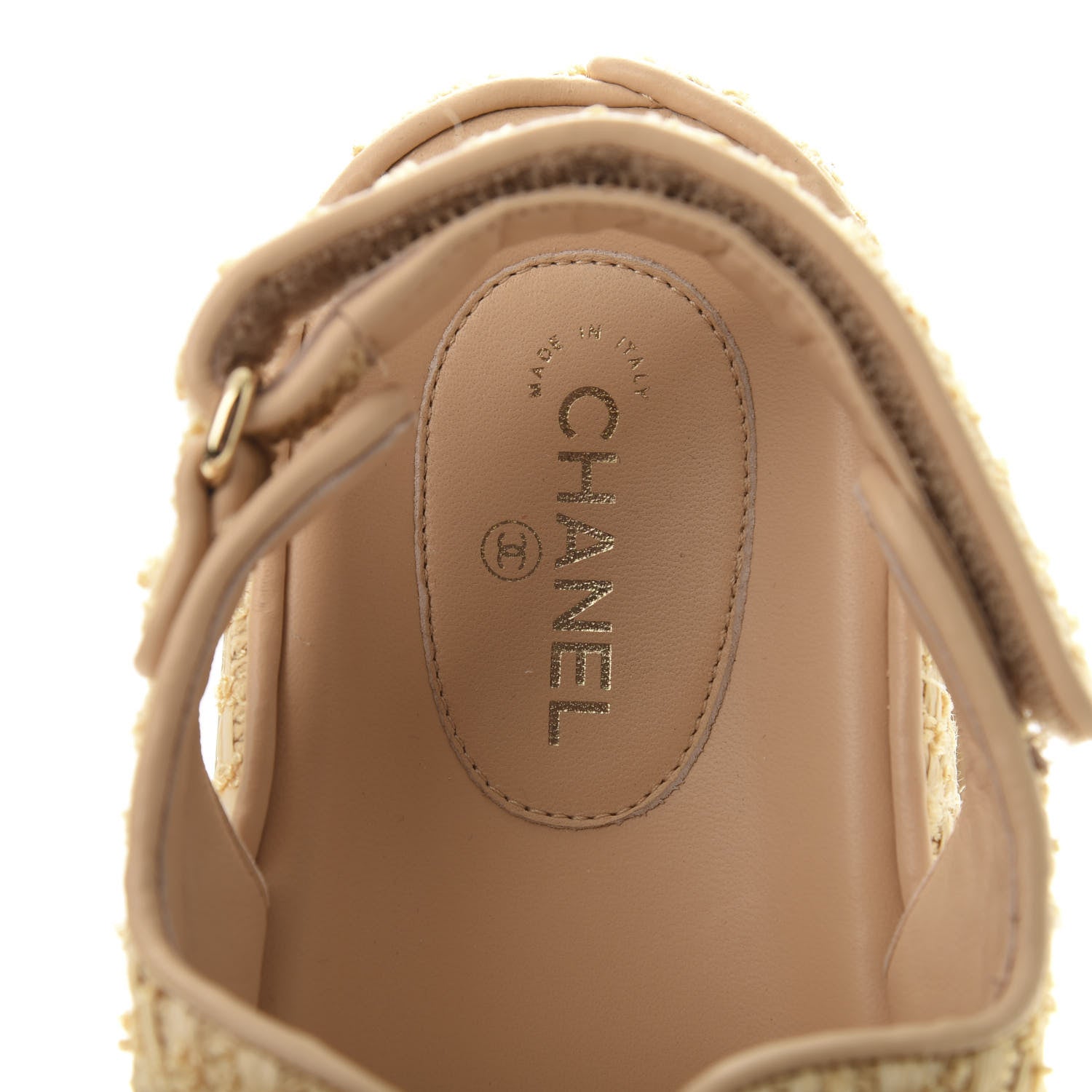 Chanel Braided Fabric Velcro Dad Sandals 39.5 Beige 7 of 8