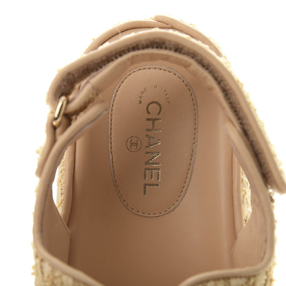 Chanel Braided Fabric Velcro Dad Sandals 39.5 Beige 7 of 8