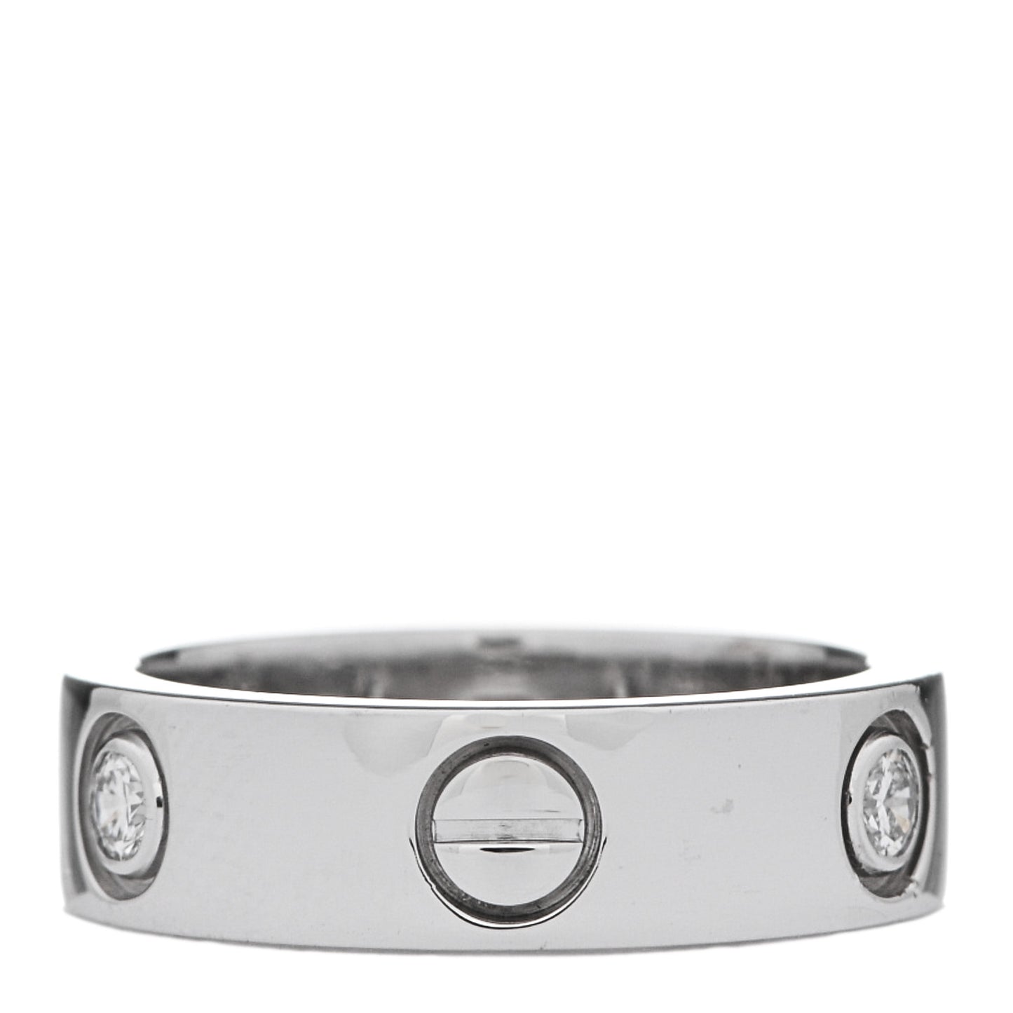 18K White Gold 3 Diamond 5.5mm LOVE Ring 51 5.75