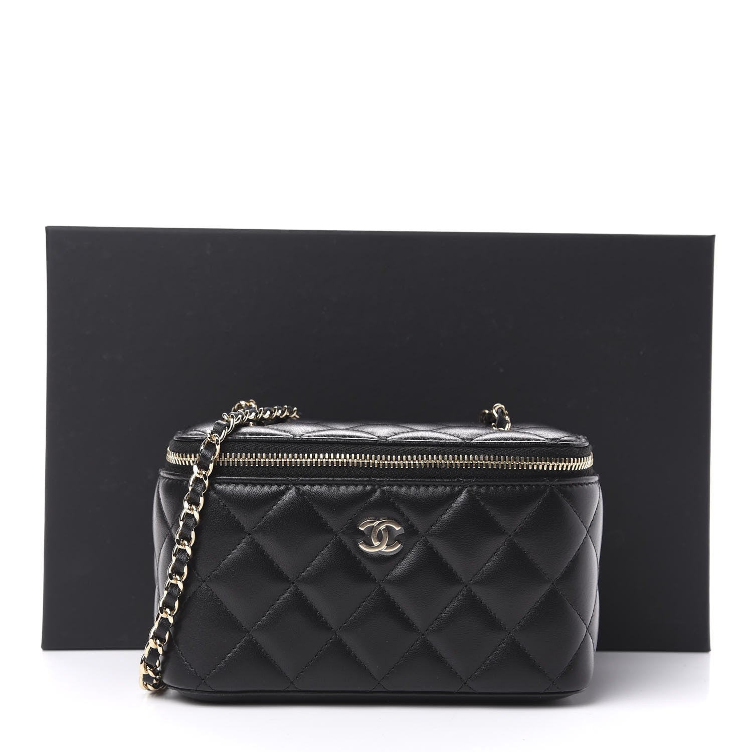 Chanel Lambskin Quilted Small Vanity Case With Chain Black 11 of 11