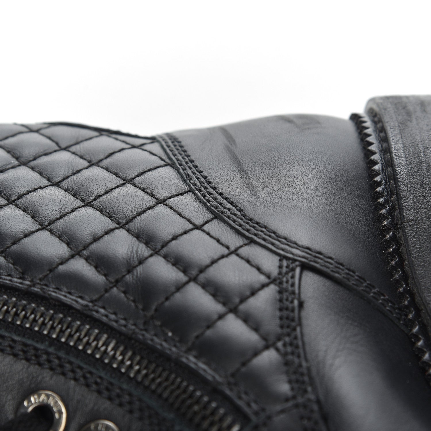 Chanel Calfskin Quilted Lace Up Combat Boots 37 Black 12 of 26