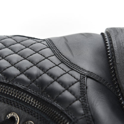 Chanel Calfskin Quilted Lace Up Combat Boots 37 Black 12 of 26
