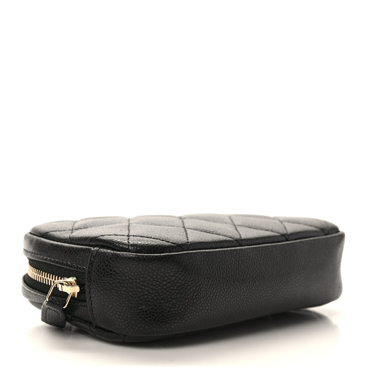 Caviar Quilted Small Curvy Pouch Cosmetic Case Black