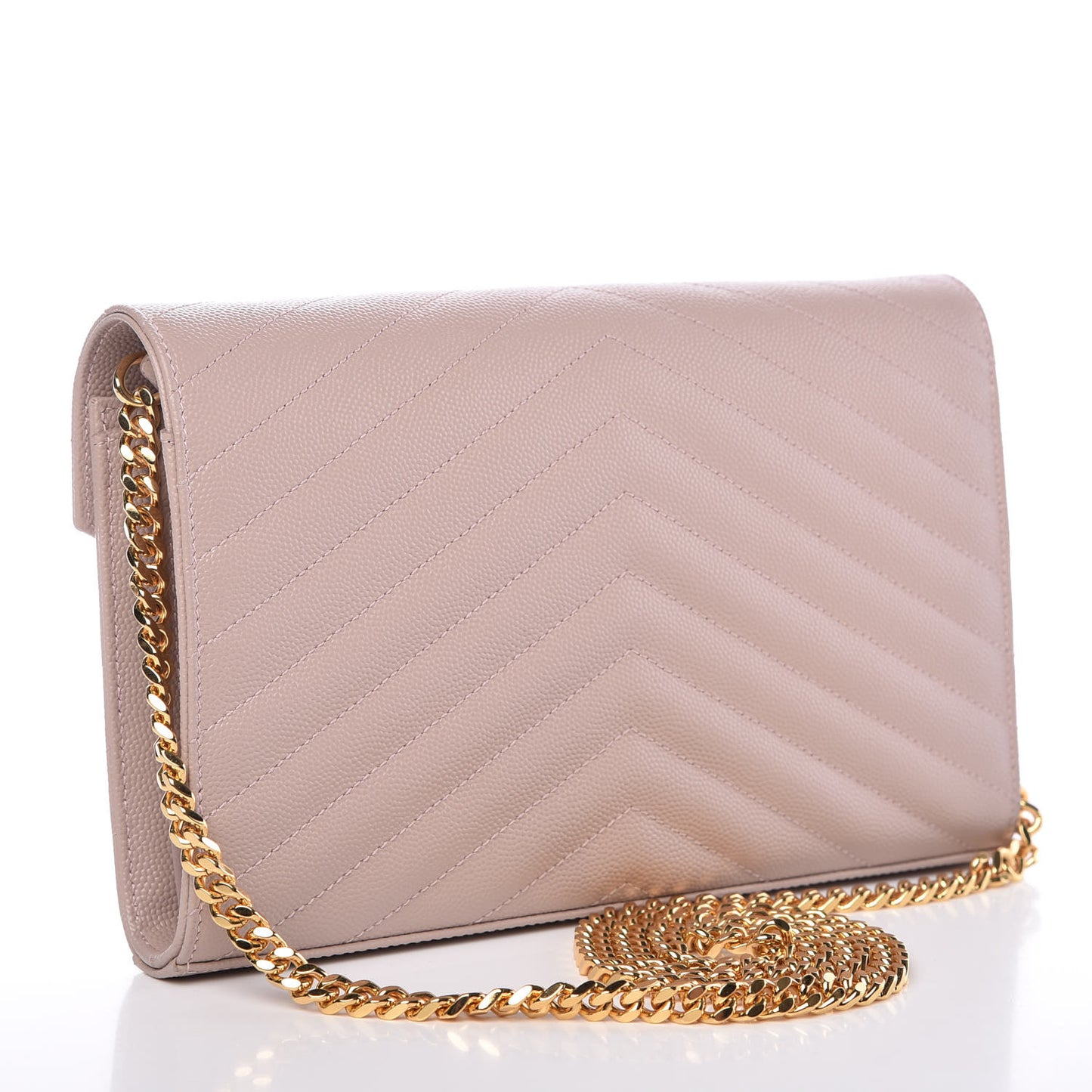 Grain De Poudre Matelasse Chevron Monogram Chain Wallet Rose Antic