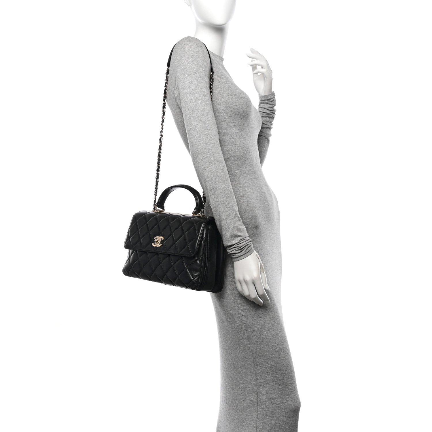 Chanel Lambskin Quilted Medium Trendy CC Flap Dual Handle Bag Black 2 of 12