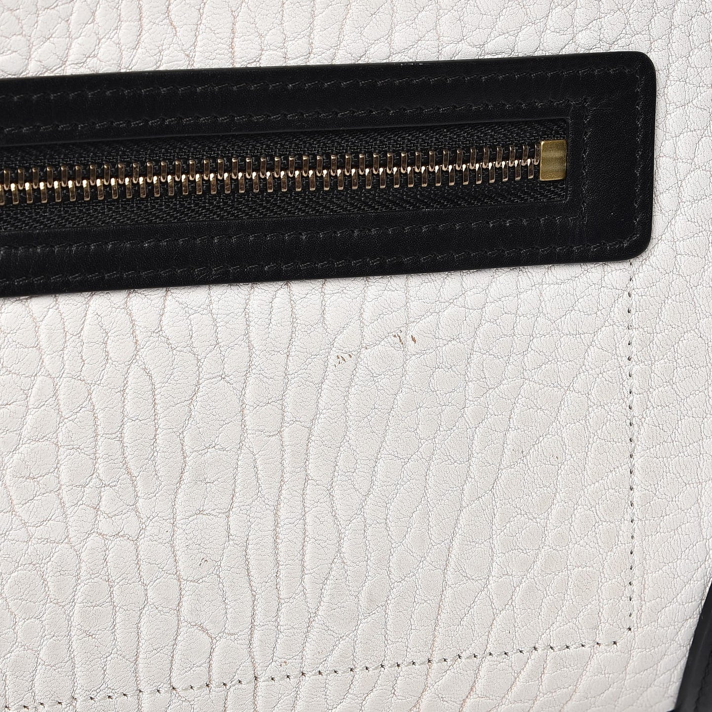 Shrunken Lambskin Micro Bi-Color Luggage Black White