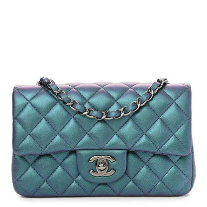 Chanel Iridescent Lambskin Quilted Mini Rectangular Flap Turquoise 1 of 10