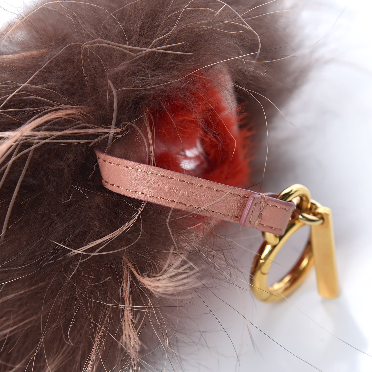 Fendi Rabbit Mink Fox Fur Furry Yang Monster Bag Bug Charm Red Pink 4 of 4