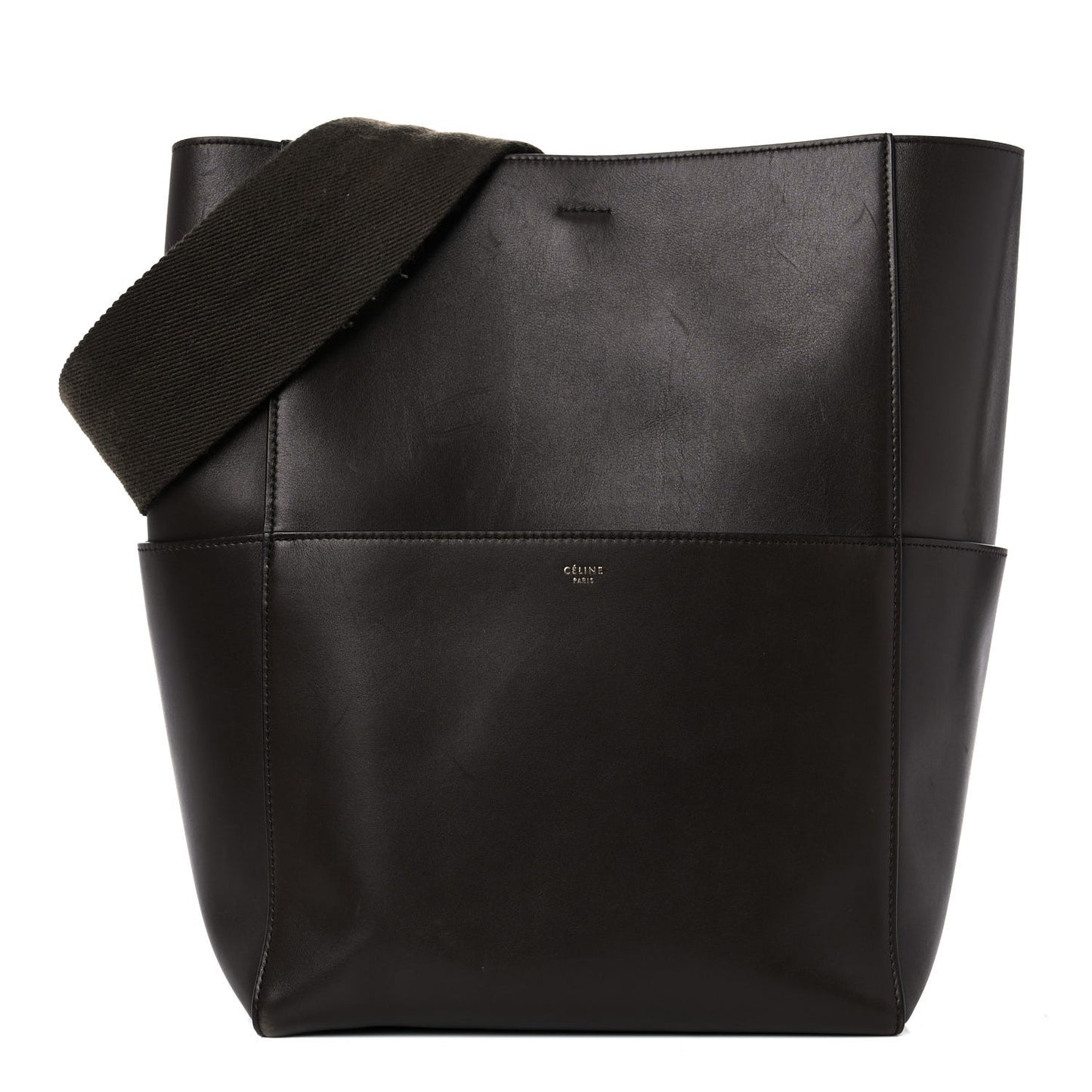 Supersoft Calfskin Sangle Bucket Bag Wood
