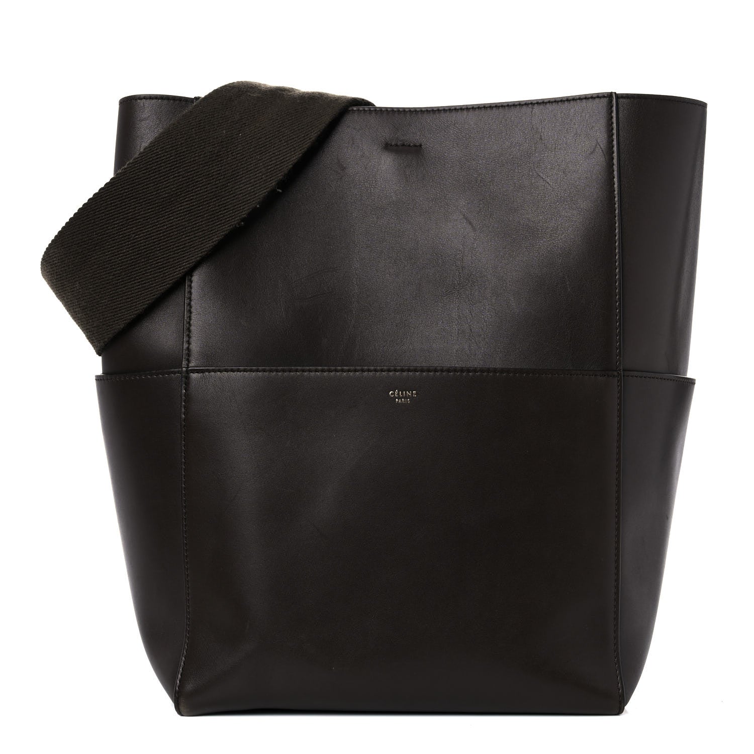 Celine Supersoft Calfskin Sangle Bucket Bag Wood 1 of 24
