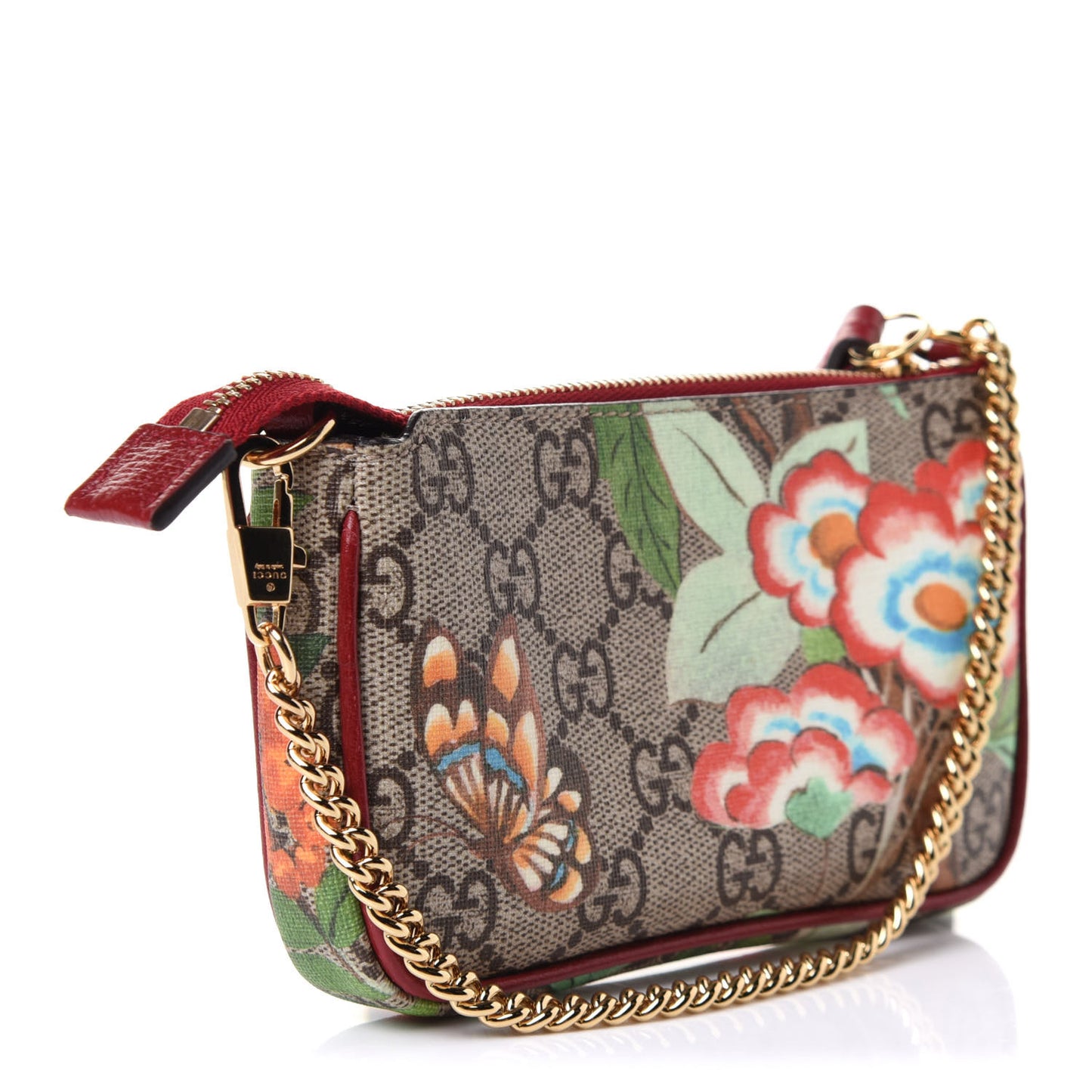 GG Supreme Monogram Tian Mini Chain Bag Beige Multicolor Red