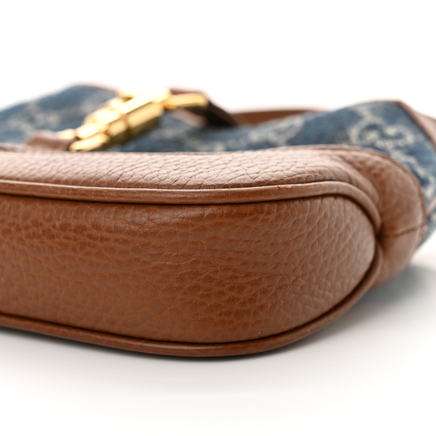 New Denim GG Monogram Calfskin Mini Jackie 1961 Hobo Blue Tea Cuir