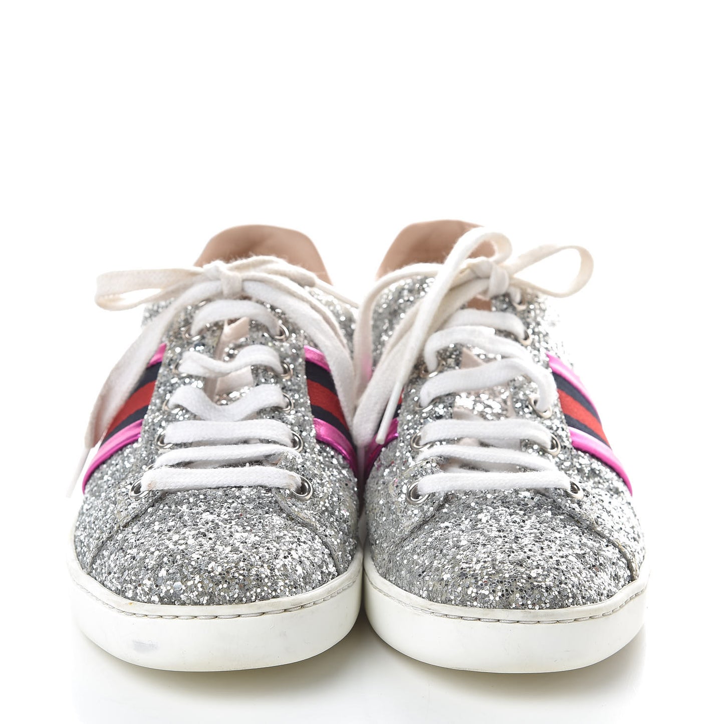 Glitter Web Womens Ace Sneakers 34.5 Silver