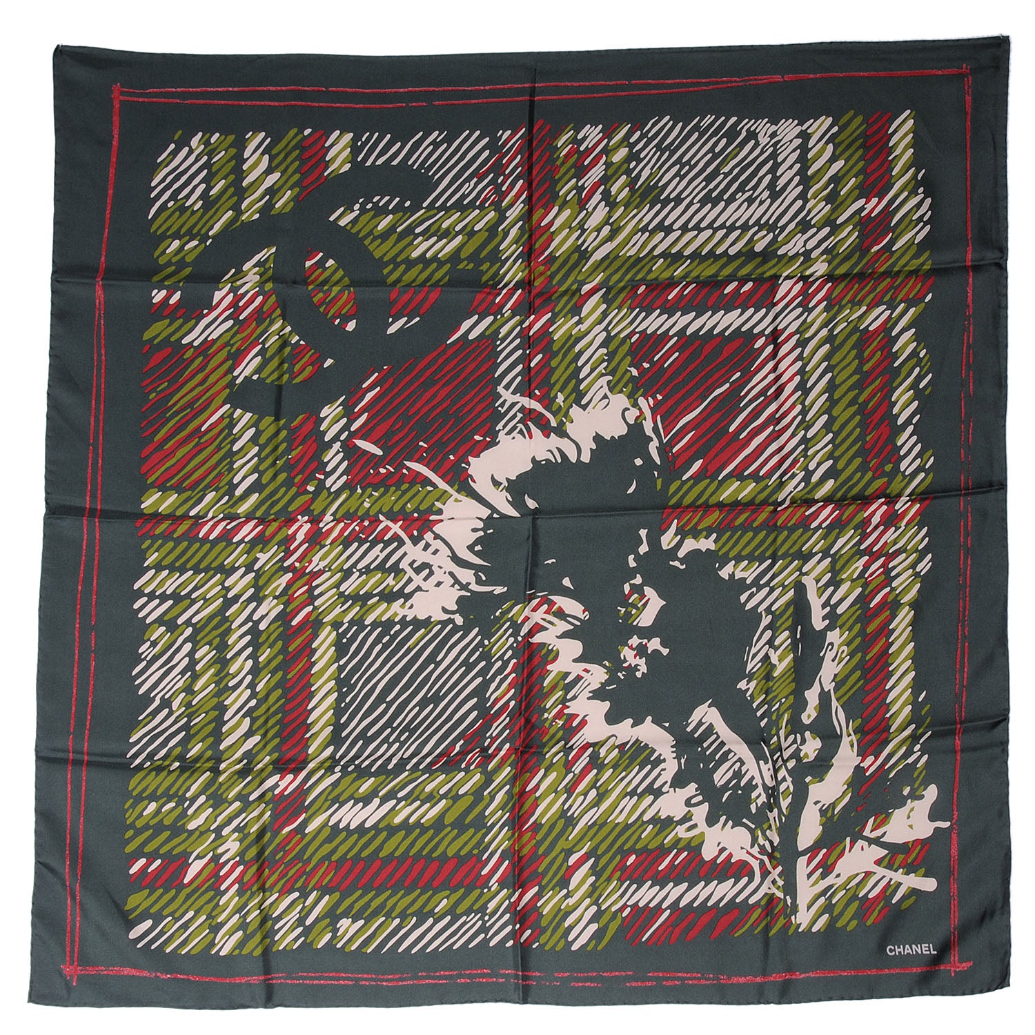 Chanel Silk CC Thistle Square Scarf 2 of 5