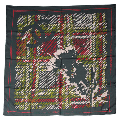 Chanel Silk CC Thistle Square Scarf 2 of 5