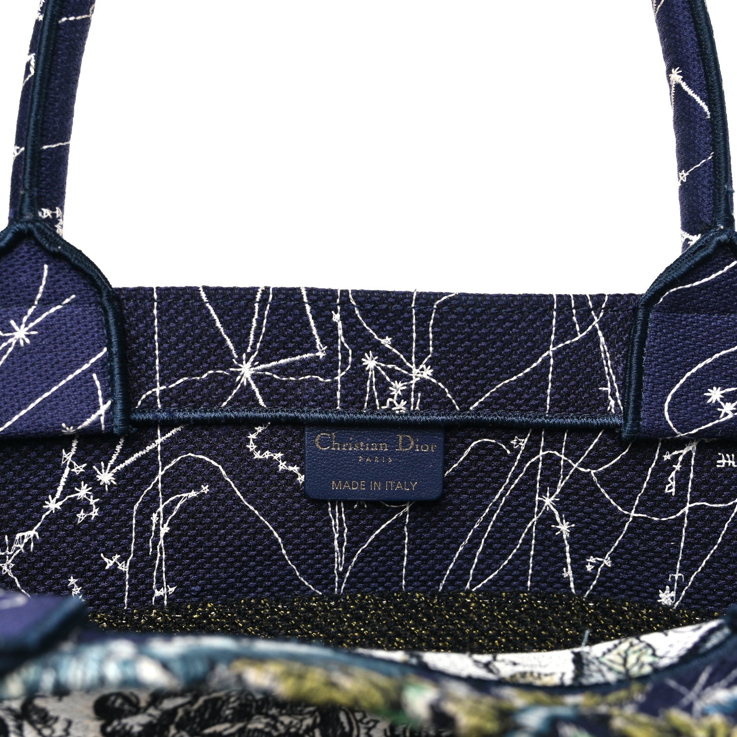 Christian Dior Canvas Embroidered Medium Zodiac Book Tote Blue