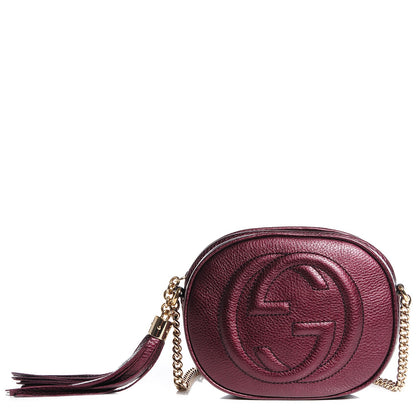 Gucci Metallic Cellarius Calfskin Mini Soho Chain Bag Classic Burgundy 1 of 7