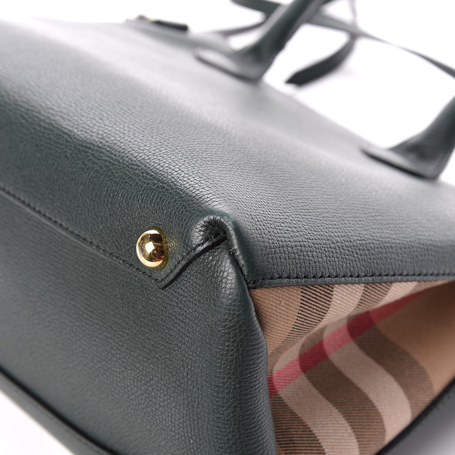 Derby Calfskin House Check Medium Banner Tote Black Dark Bottle Green