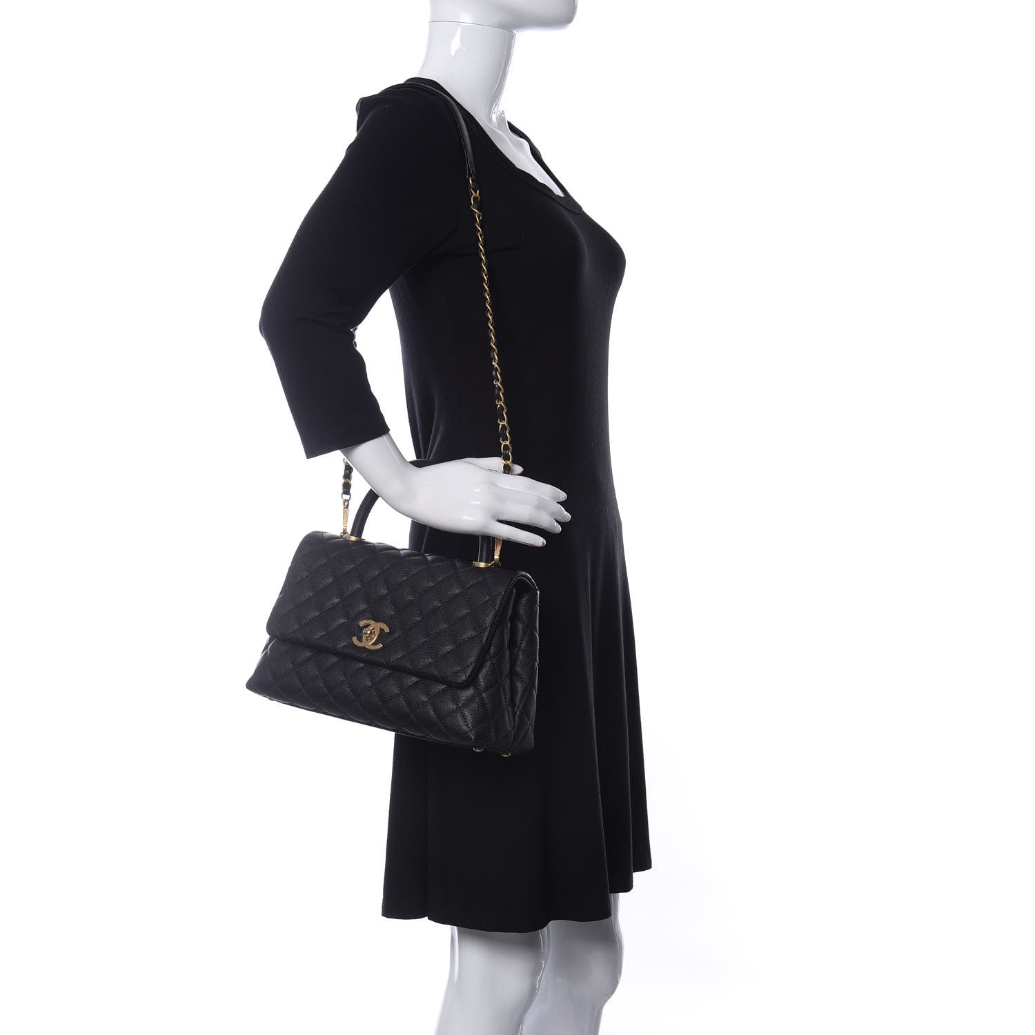 Chanel Caviar Quilted Small Coco Handle Flap Black 2 of 13