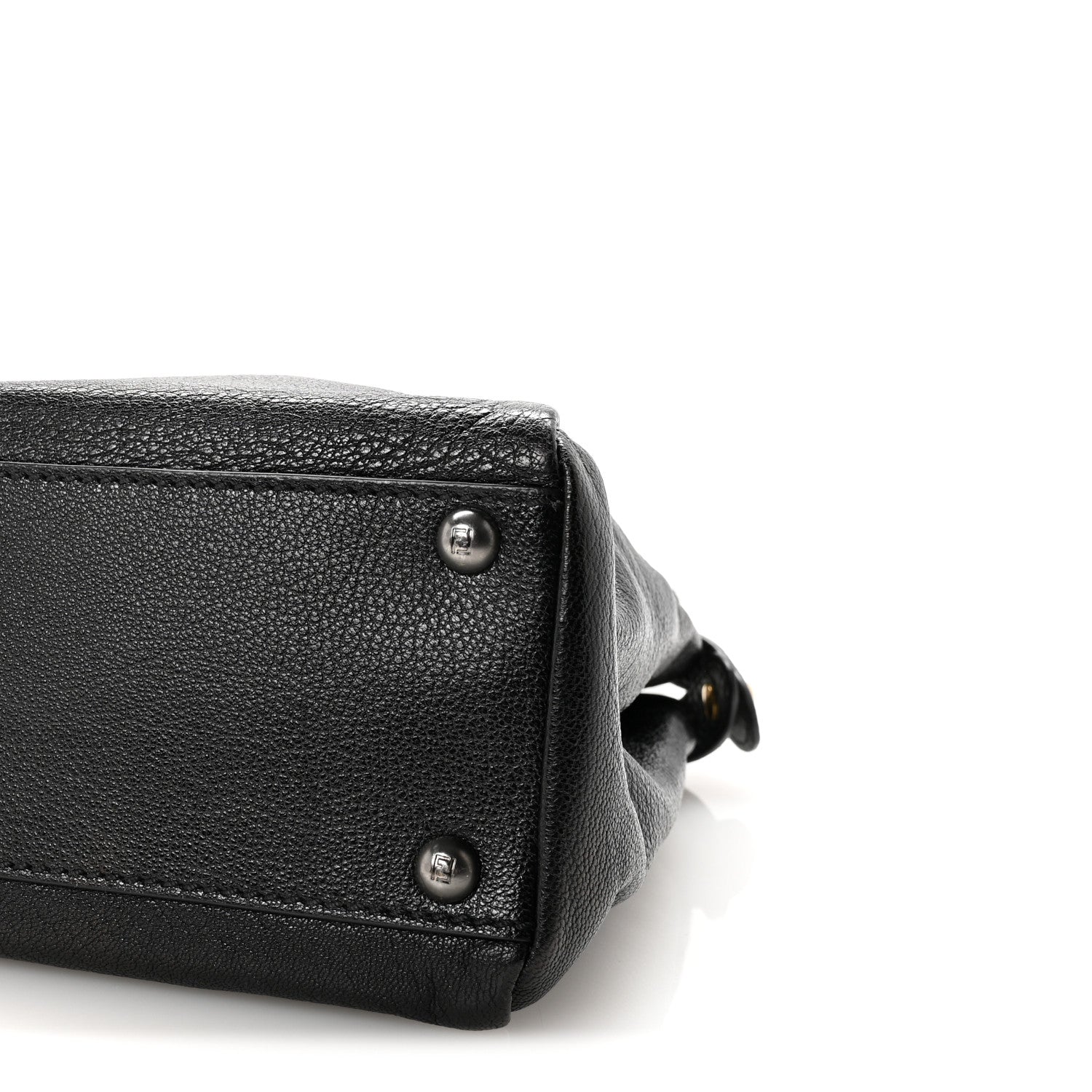 Fendi Goatskin Zucca Medium Peekaboo Iconic Satchel Black Tobacco 9 of 9