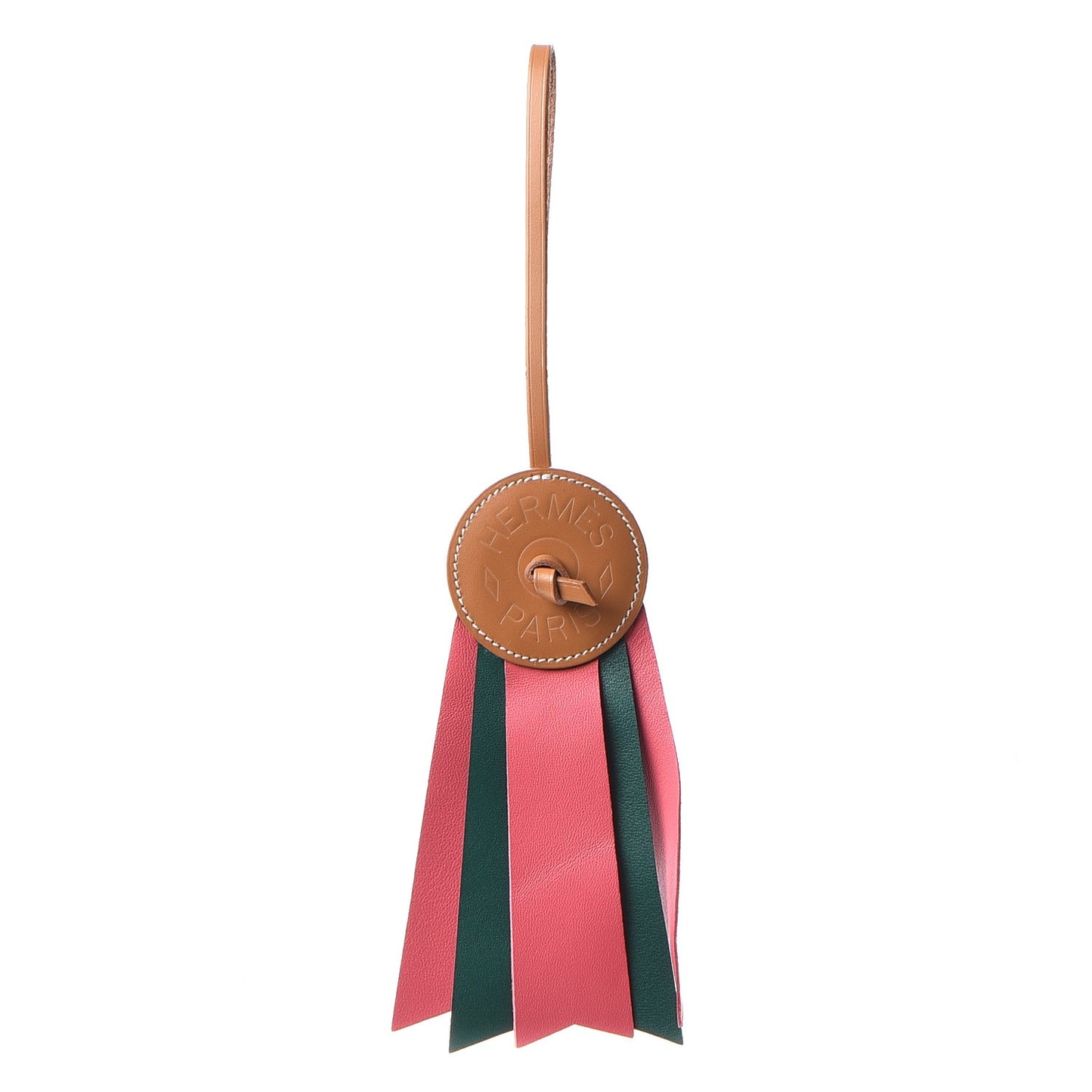 Vache Hunter Milo Lambskin Paddock Flot Bag Charm Rose Azalee Malachite
