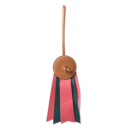 Hermes Vache Hunter Milo Lambskin Paddock Flot Bag Charm Rose Azalee Malachite 1 of 4
