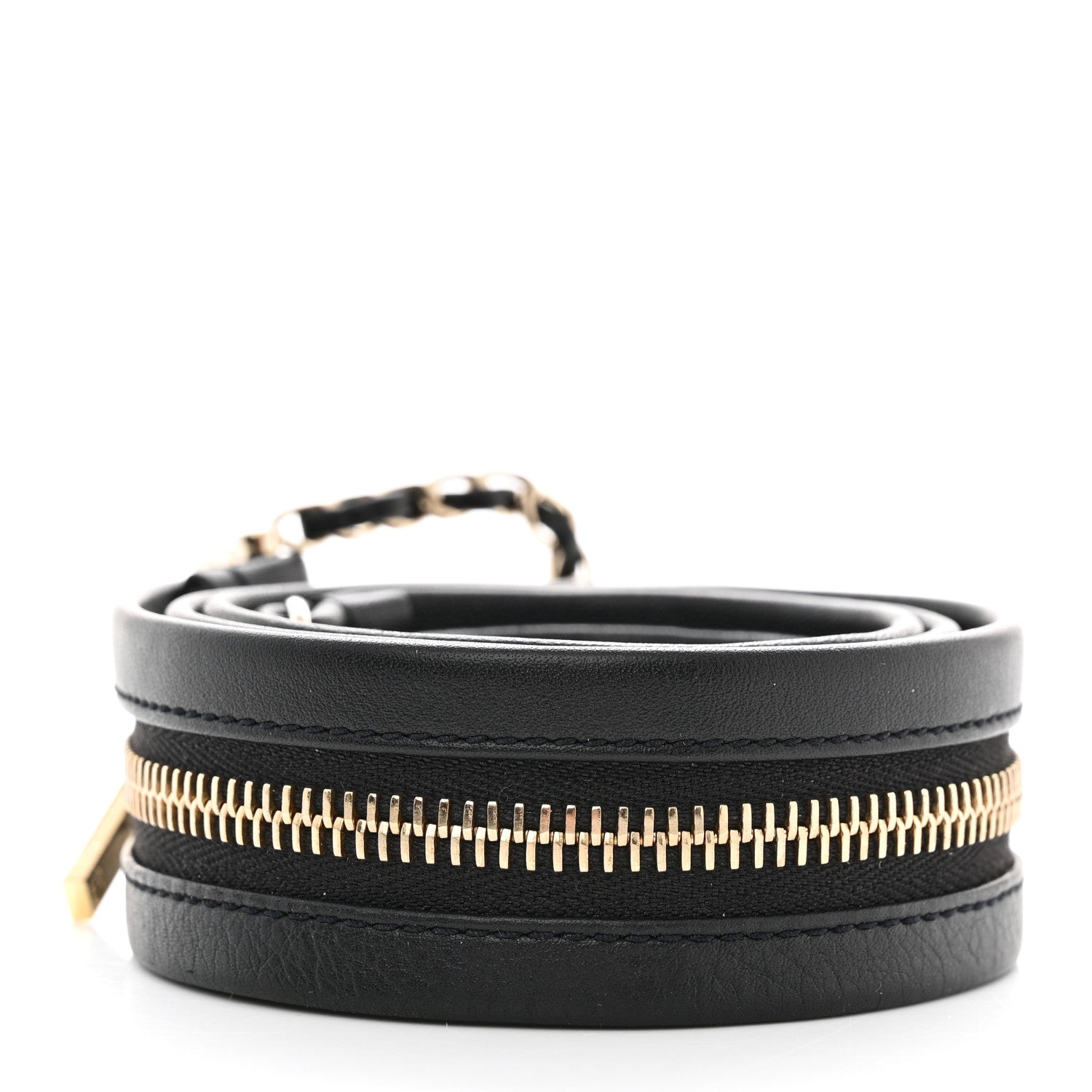 Chanel Calfskin Lambskin Zipper Chain CC Belt 85 34 Black 2 of 8