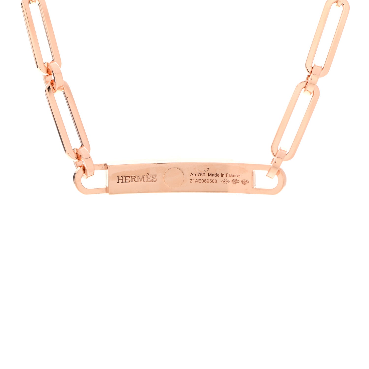 Hermes 18K Rose Gold Diamond Pave Kelly Chaine Choker Necklace 7 of 8