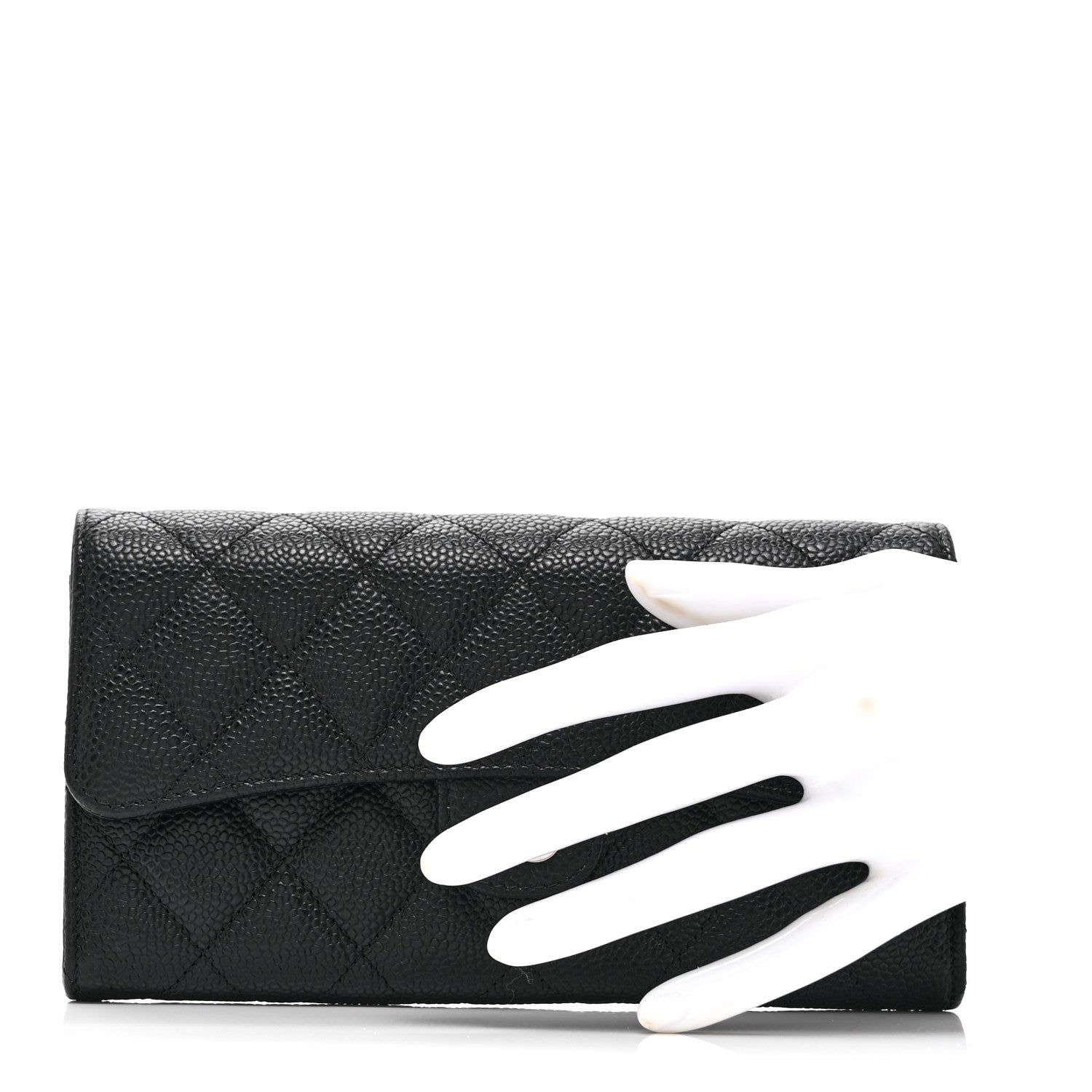 Chanel Caviar Quilted Large Gusset Flap Wallet Black 2 of 10