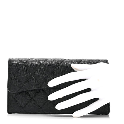 Chanel Caviar Quilted Large Gusset Flap Wallet Black 2 of 10