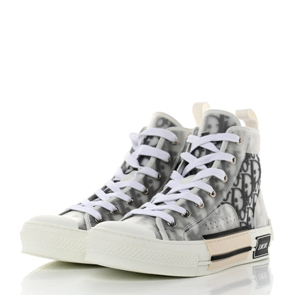 Christian Dior Technical Canvas Oblique Mens B23 High Top Sneakers 38 White Black 3 of 10