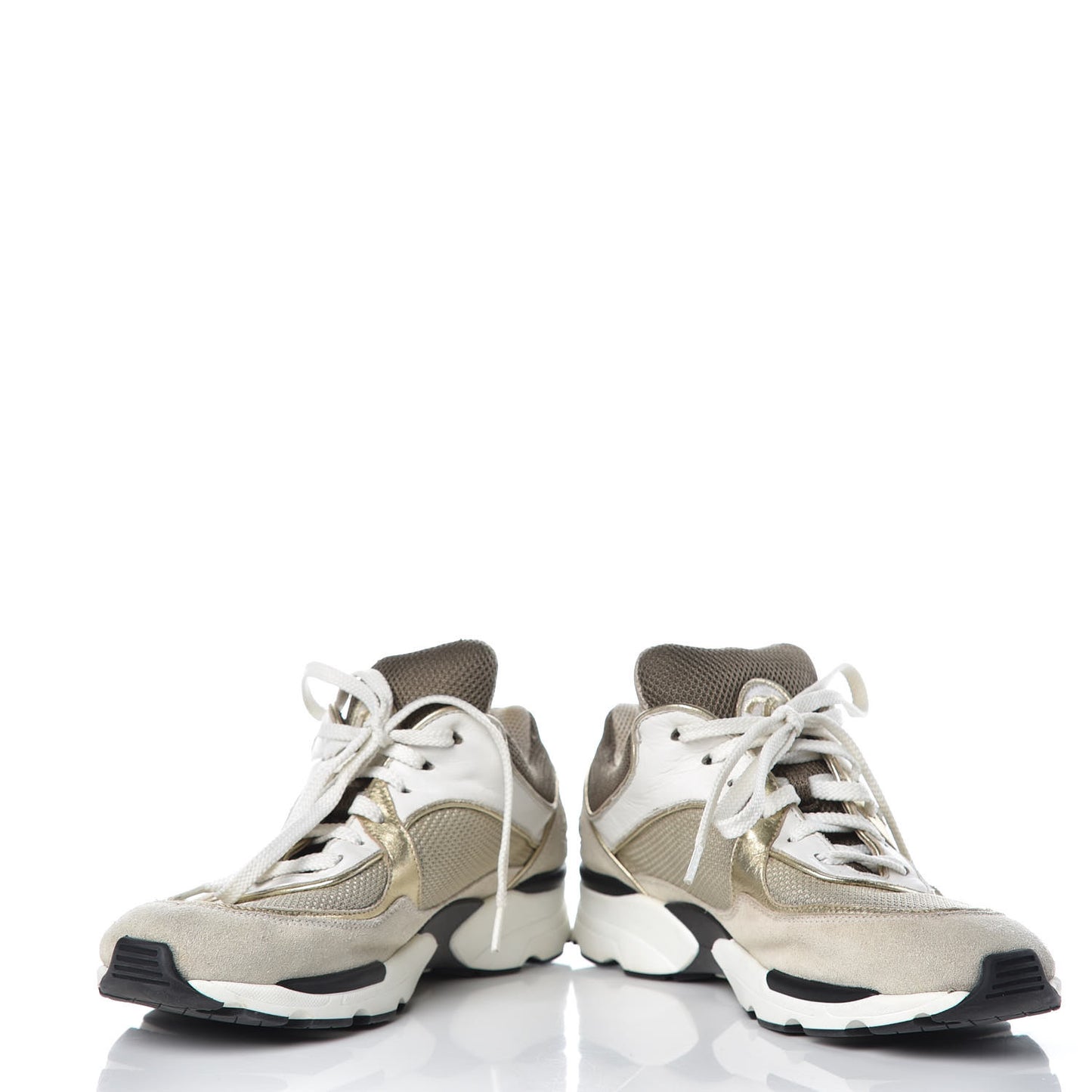 Suede Calfskin CC Sneakers 37 Beige Gold
