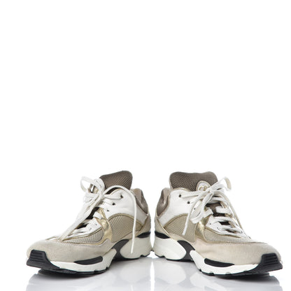 Chanel Suede Calfskin CC Sneakers 37 Beige Gold 8 of 11