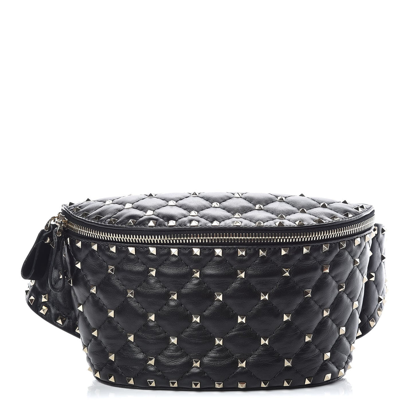 Lambskin Rockstud Spike Belt Bag 75 Black