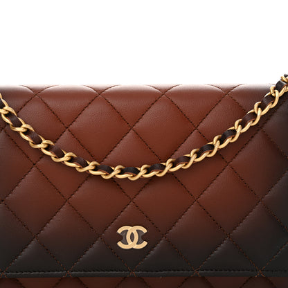 Chanel Gradient Lambskin Quilted Wallet On Chain WOC Brown 9 of 12