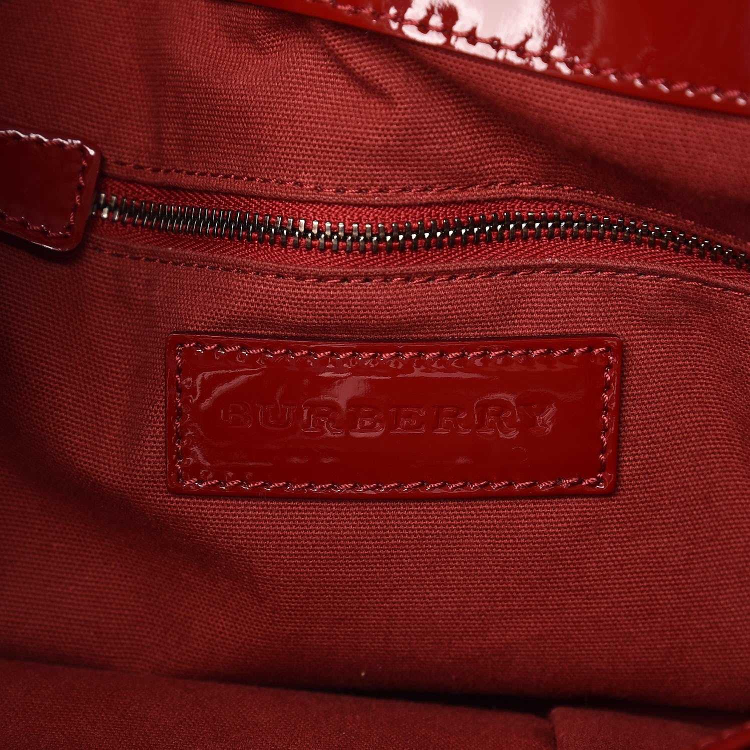 Burberry Patent Check Embossed Medium Bilmore Tote Red 6 of 9