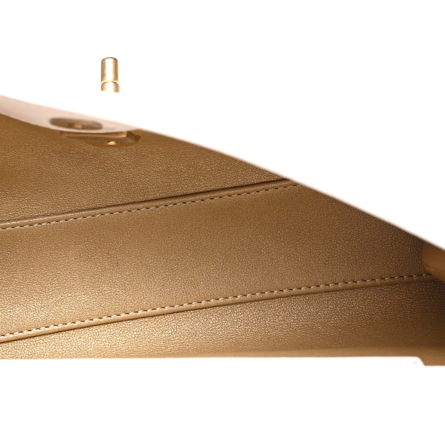 Shiny Lambskin Pearl Top Handle Flap Shopping Bag White