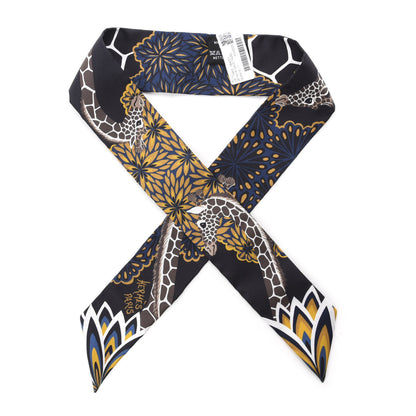 Hermes Silk Three Graces Twilly Black Gold Taupe 1 of 4