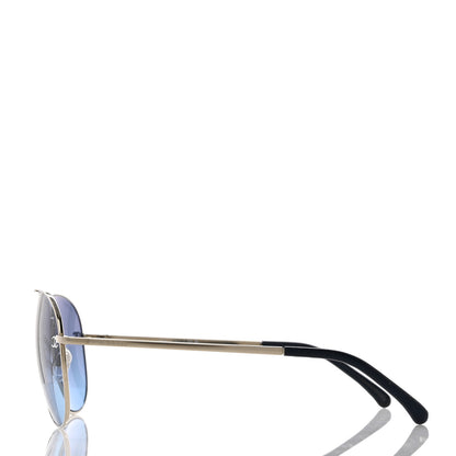 Chanel Metal Pilot Aviator CC Sunglasses 4189-T-Q Silver 3 of 8