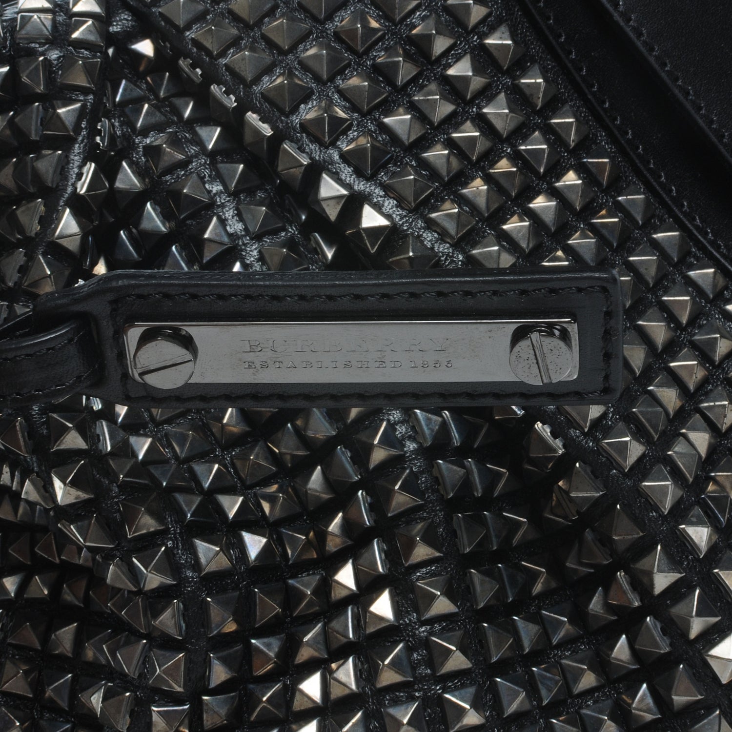 Burberry Prorsum Calfskin Studded Knight Satchel Black 5 of 9