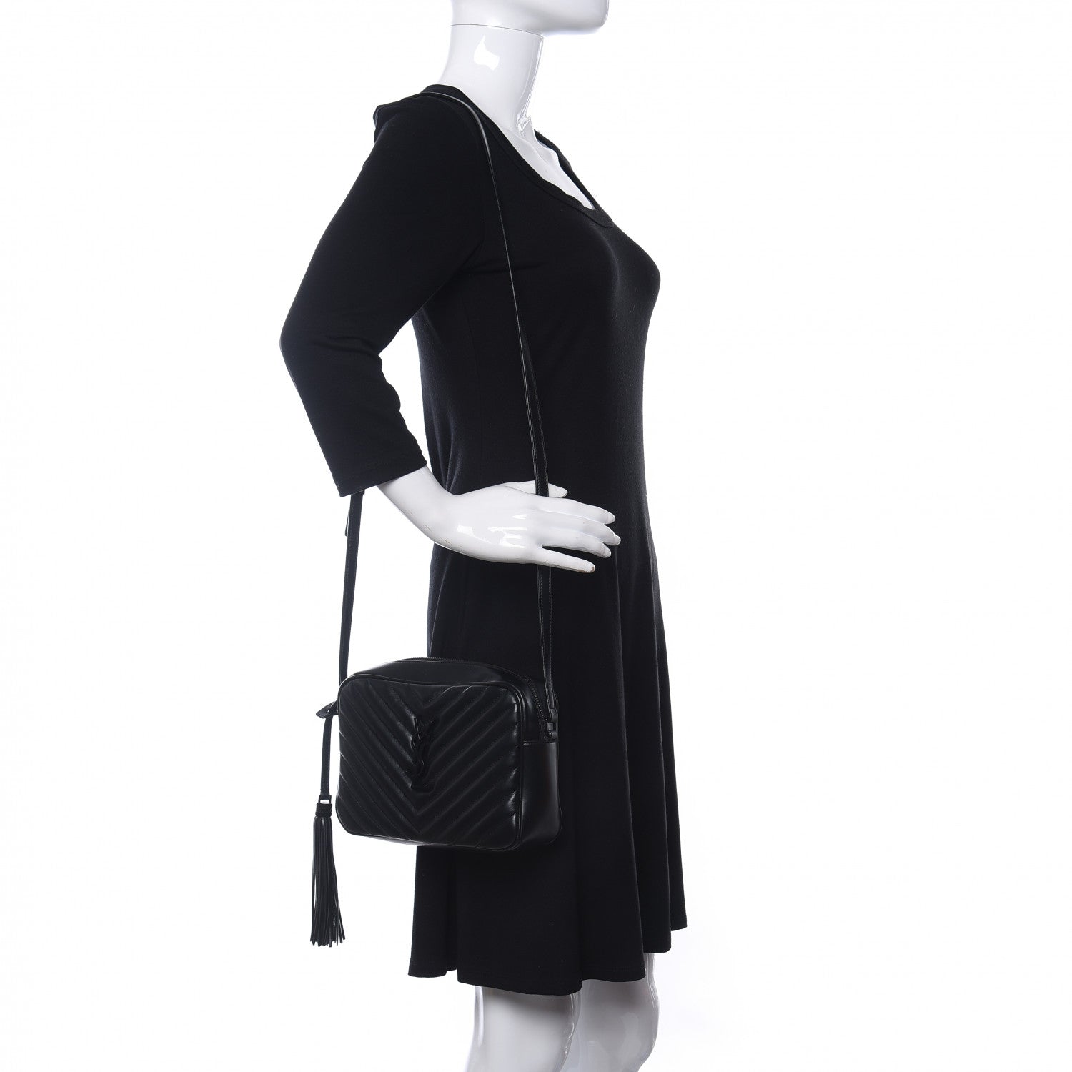 Saint Laurent Calfskin Matelasse Monogram Lou Camera Bag Black 2 of 11