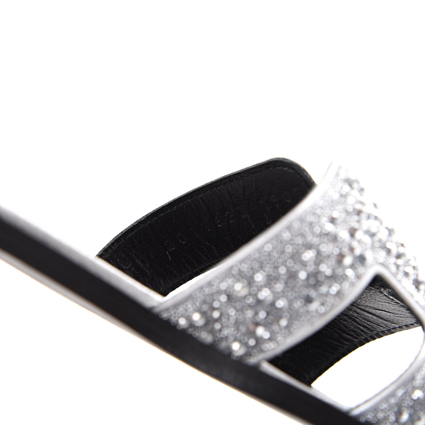 Suede Goatskin Crystal Oran Sandals 36 Gris Argente