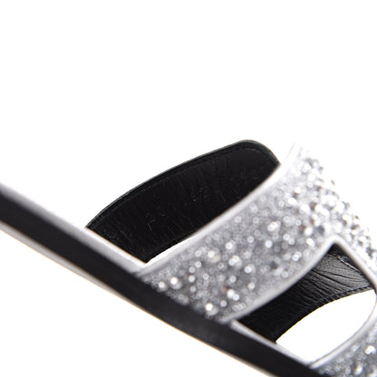 Hermes Suede Goatskin Crystal Oran Sandals 36 Gris Argente 7 of 12