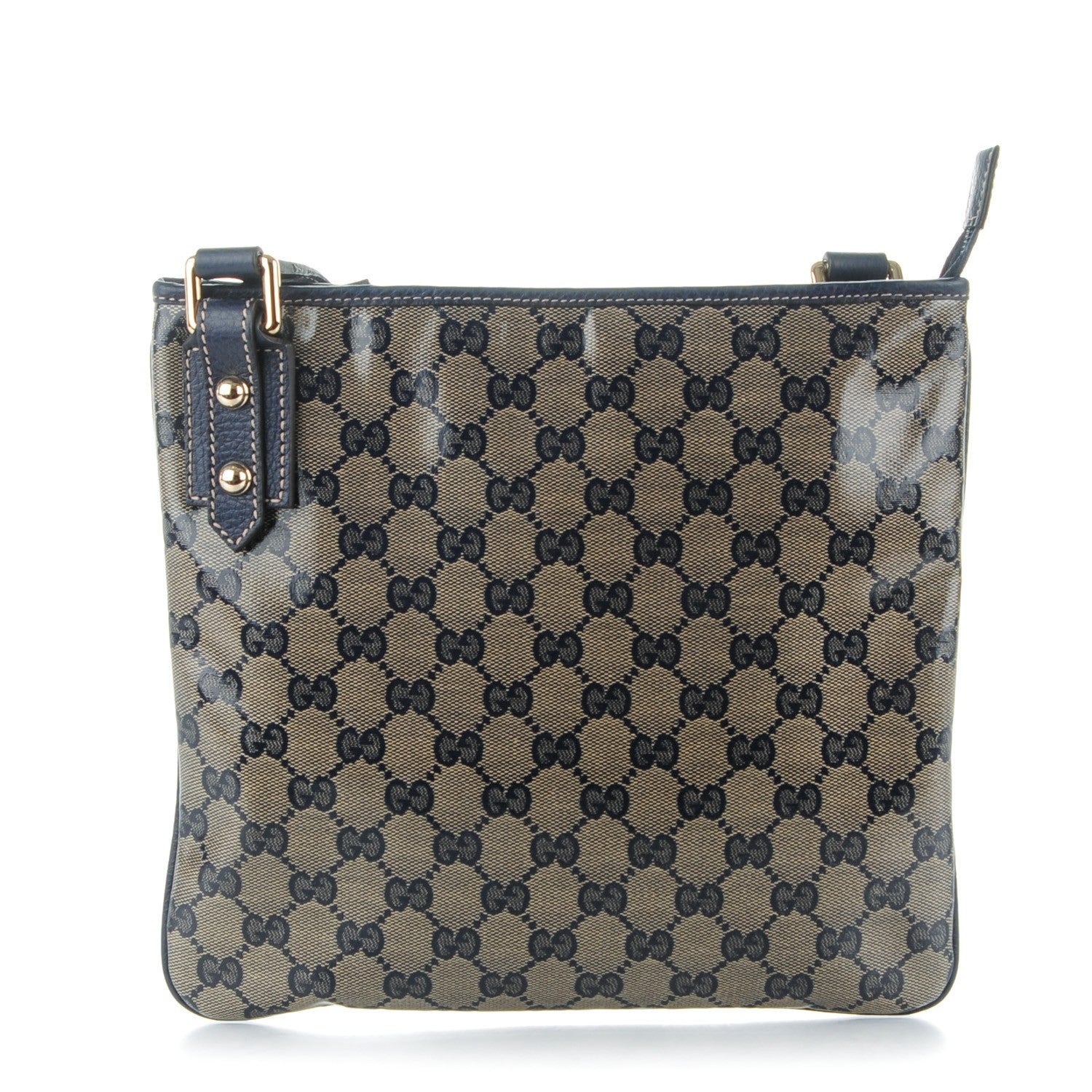 Gucci Crystal Monogram Flat Messenger Bag Navy 1 of 7