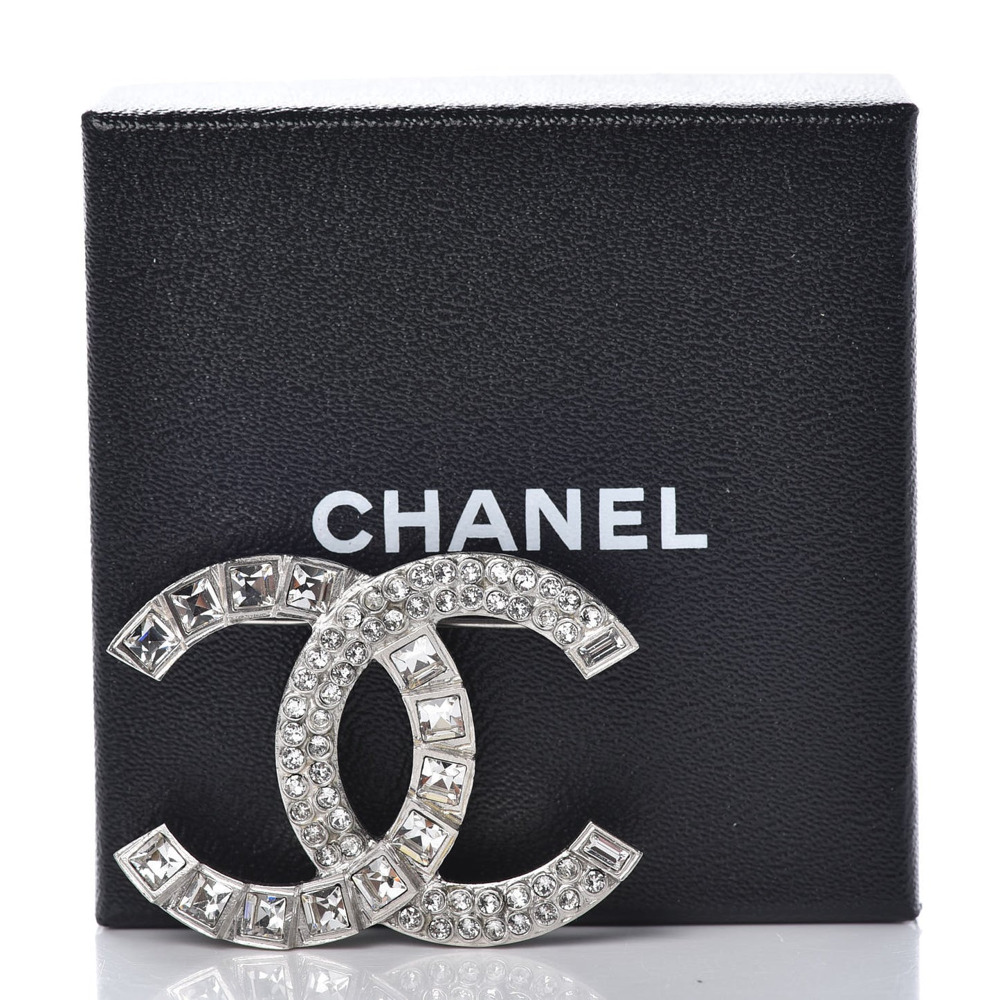 Baguette Crystal CC Brooch Silver