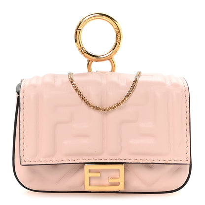 Fendi Nappa Matisse FF Embossed Nano Baguette Charm Rosa Quarzo 1 of 11