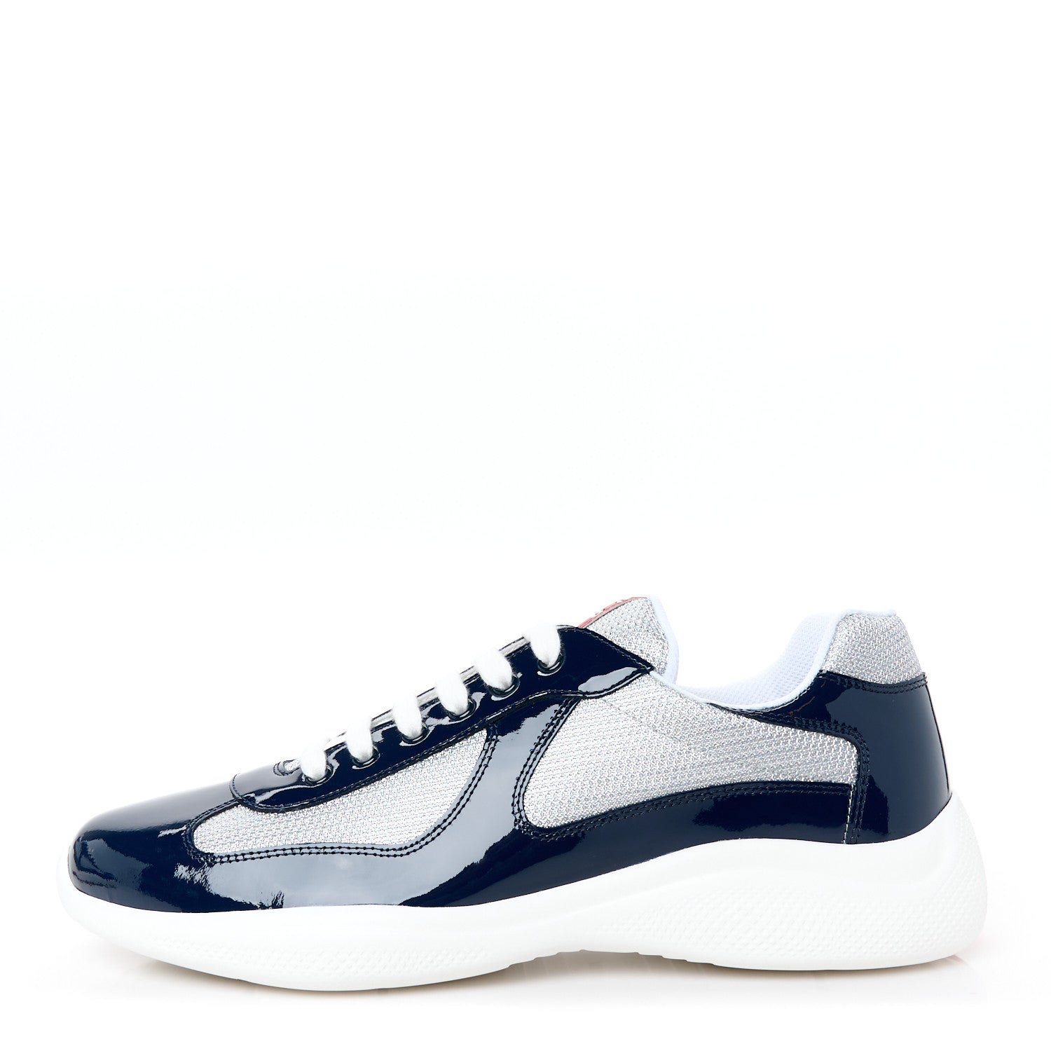 Prada Patent Technical Fabric Mens America's Cup Patchwork Sneakers 11 Royal Argento 1 of 9