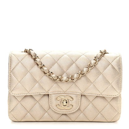 Chanel Metallic Lambskin Quilted Mini Rectangular Flap Gold 1 of 11