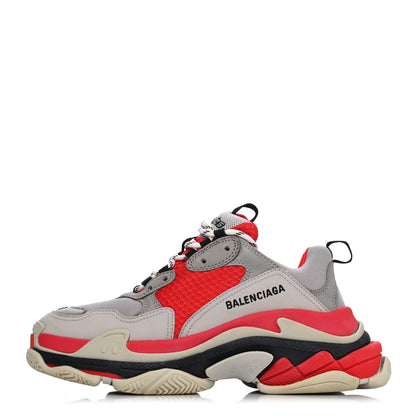 Balenciaga Fabric Mesh Womens Triple S Sneakers 39 Red Grey White 1 of 4